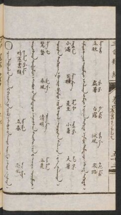 Čaγ ularil-un toγan-u bičig-ün jüil [Caq vularil uv tuqav u bicig] = 時憲書類
