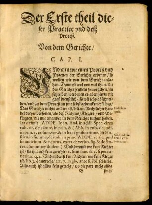Der Erste theil dieser Practice und deß Proceß.