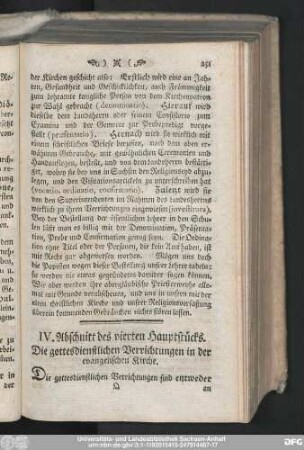 IV. Abschnitt des vierten Hauptstücks. Die gottesdienstlichen Verrichtungen in der evangelischen Kirche.