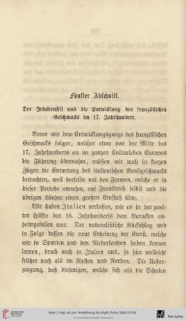 Fünfter Abschnitt: Der Jesuitenstil und die Entwicklung des französischen Geschmacks im 17. Jahrhundert