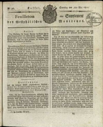 No. 36, Sonntag den 5ten Mai 1811