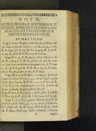 Notae, Quibus Diversae Editiones N. T. Syriaci, Imprimis Vero ...