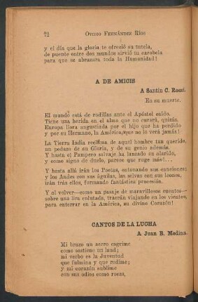 A de Amicis : A Santín C. Rossi en su muerte