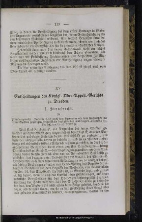 XV. Entscheidungen des Königl. Ober-Appell.-Gerichts zu Dresden