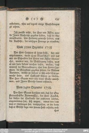 Vom 22ten Dezember 1758