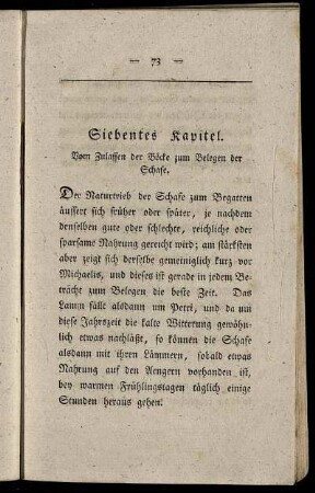 Siebentes Kapitel. Vom Zulassen der Böcke zum Belegen der Schafe.
