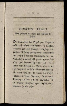 Siebentes Kapitel. Vom Zulassen der Böcke zum Belegen der Schafe.