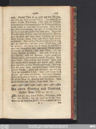 Am achten Sonntag nach Trinitatis. Epistel, Röm. VIII. v. 12 - 17.
