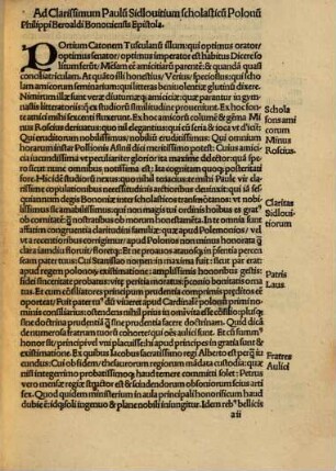 Declamatio philosophi, medici, oratoris de excellentia disceptantium : mit Widmungsbrief des Autors an Paul Sidlowitz