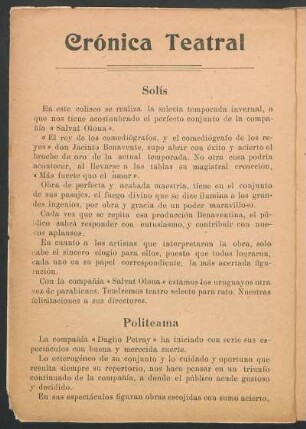 Crónica Teatral