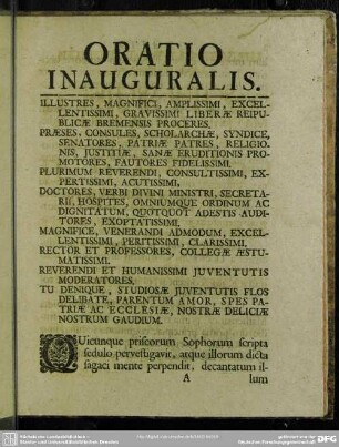 Oratio Inauguralis