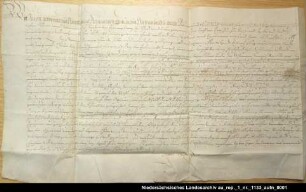 Gräfin Anna von Ostfriesland tauscht mit Christoph von Ewsum 32 Grasen Landes im Uttumer Hammrich gegen 43 ¼ Grasen Landes im Manslagter Hammrich Ausstellungsort: Greetsiel Anhängendes Siegel verloren