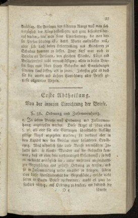 Erste Abtheilung. Von der inneren Einrichtung der Briefe.