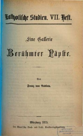 Eine Gallerie berühmter Päpste