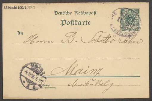 Brief an B. Schott's Söhne : 07.12.1898