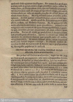 SECTIO QUARTA DE CAUSA FIGURAE IRIDIS ARCUM REPRAESENTANTE.