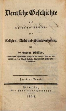 Deutsche Geschichte : mit besonderer Rücksicht auf Religion, Recht und Staatsverfassung, 2. Band