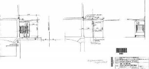 Sigmaringen: Bahnhof Scheer - Stellwerksvorbau / Querschnitt und Seitenansicht Empfangsgeb. Anbau