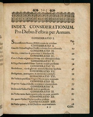 a3r-a4v, Index Considerationum. Pro Diebus Festivis per Annum