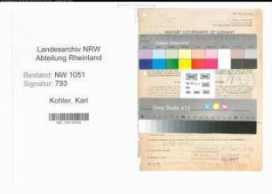Entnazifizierung Karl Kohler , geb. 02.03.1890 (Dentist)