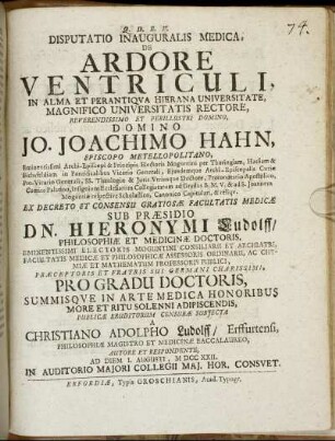 Disputatio Inauguralis Medica De Ardore Ventriculi