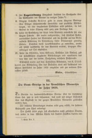 III. Die Ernte-Erträge in der Preußischen Monarchie im Jahre 1859.