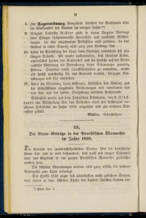 III. Die Ernte-Erträge in der Preußischen Monarchie im Jahre 1859.