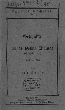 Geschichte der Stadt Velika Kikinda (Groß-Kikinda) : 1412-1918