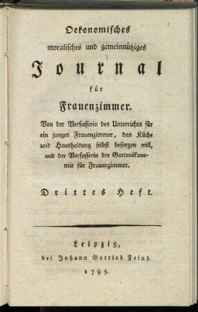 3: Oekonomisches moralisches und gemeinnütziges Journal für Frauenzimmer
