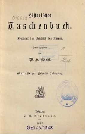 Historisches Taschenbuch. 10. 1880