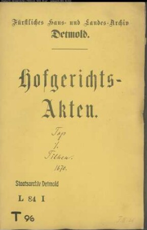 Topp, Bartold, Waldvogt gegen Franz Tilhen zu Leese - Schuldforderung