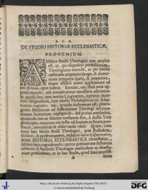 De Studio Historiae Ecclesiasticae Prooemium.