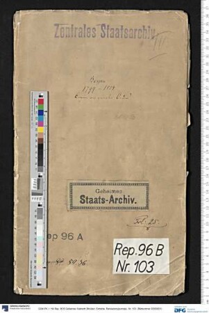 Kabinettsorders vom 20. Mai 1799 - 27. November 1804 (Abschriften), angefertigt vom Geheimen Kabinettsrat Beyme