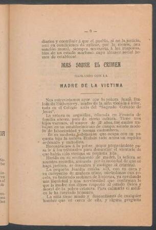 Más sobre el crimen : Hablando con la madre de la víctima