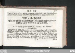 Das VII. Capitul. Von der sechsten Regul bey dem Caminiren mit der Resolution und was darbey insgemein in acht zu nehmen.