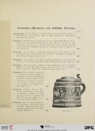 Fränkisches (Kreußener) und sächsisches Steinzeug (Nr. 1-41)