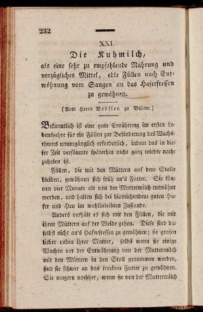XXI. Die Kuhmilch, als eine sehr zu empfehlende Nahrung ...