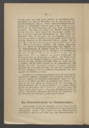 Das Generalsekretariat des Gesamtverbandes