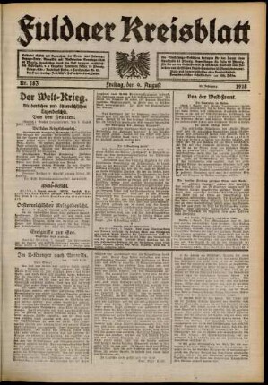 Ausgabe vom Freitag, den 09. August 1918.