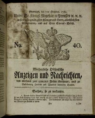 No. 40. Montags, den 5ten October, 1761.