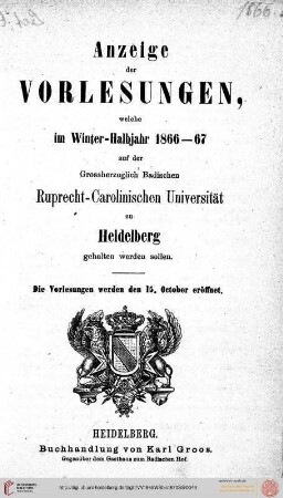 Wintersemester 1866/1867