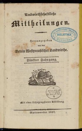 5: Landwirthschaftliche Mittheilungen : Organ d. Hauptvereins Westpreußischer Landwirthe