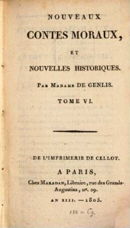 Nouveaux Contes Moraux, Et Nouvelles Historiques. 6