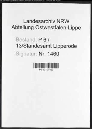 Sterberegister Standesamt Lipperode