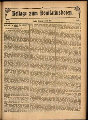 Zweite Ausgabe vom Sonntag, den 22. Mai 1910.