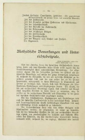Methodische Bemerkungen und Unterrichtsbeispiele