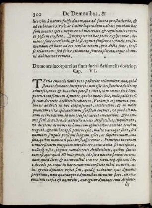 Daemones incorporei an sint adversi Aristotelis doctrine. Cap. VI.