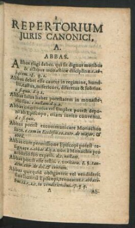 Repertorium Iuris Canonici. A. - Z.