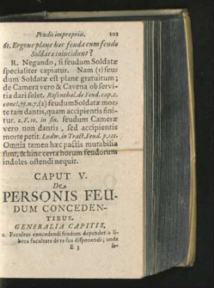 Caput V. De Personis Feudum Concedentibus.
