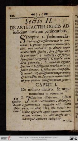 Sectio II: De artefactis logicis ad iudicium illativum pertinentibus